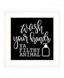 Wash Your Hands 1 White Framed Print Bathroom Wall Art
