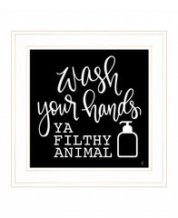 Wash Your Hands 1 White Framed Print Bathroom Wall Art