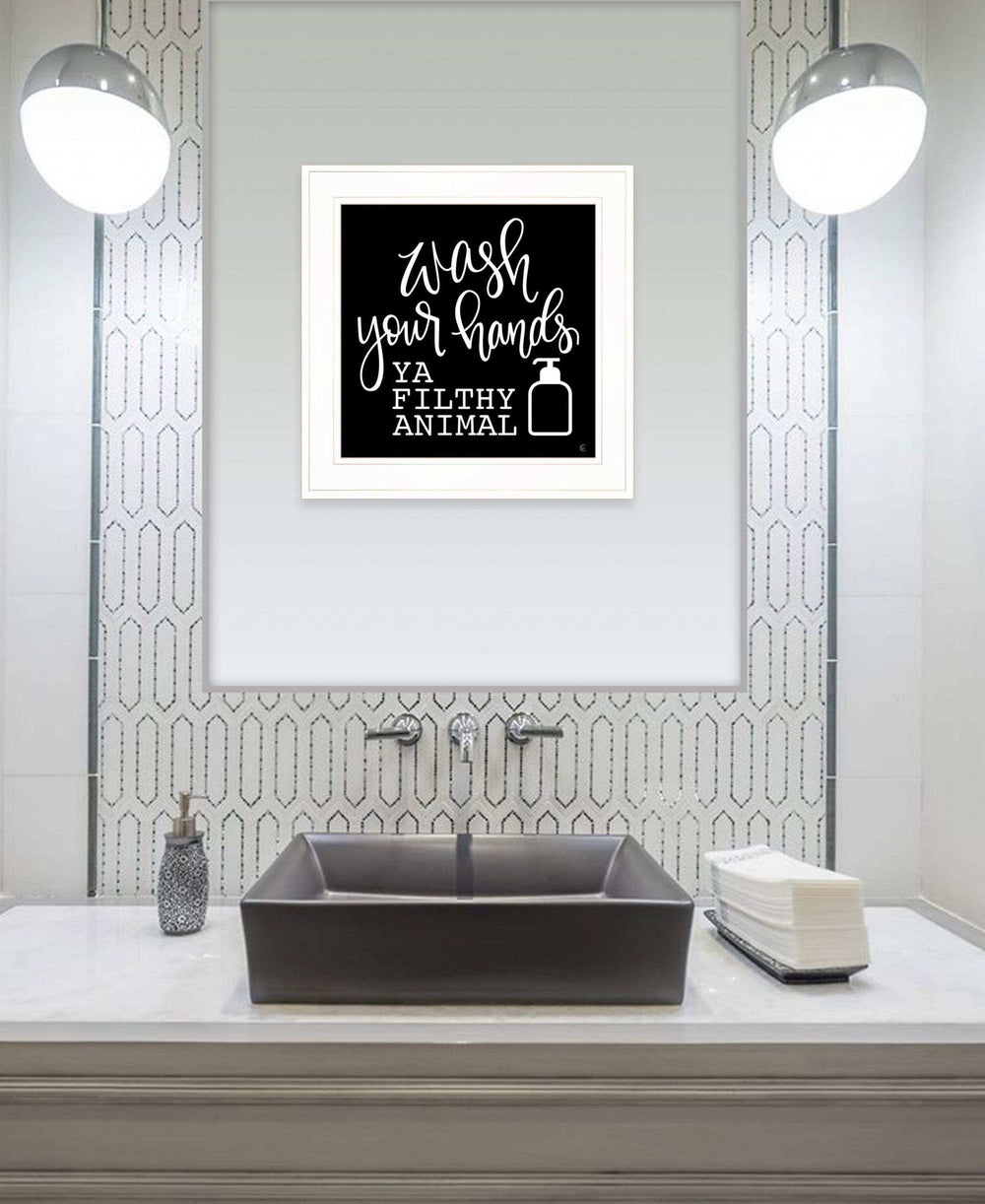 Wash Your Hands 1 White Framed Print Bathroom Wall Art - Homeroots - Flyclothing LLC