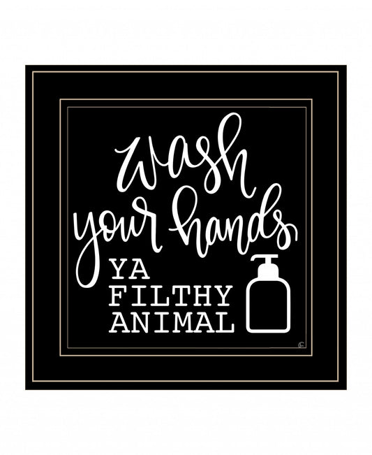 Wash Your Hands 2 Black Framed Print Bathroom Wall Art