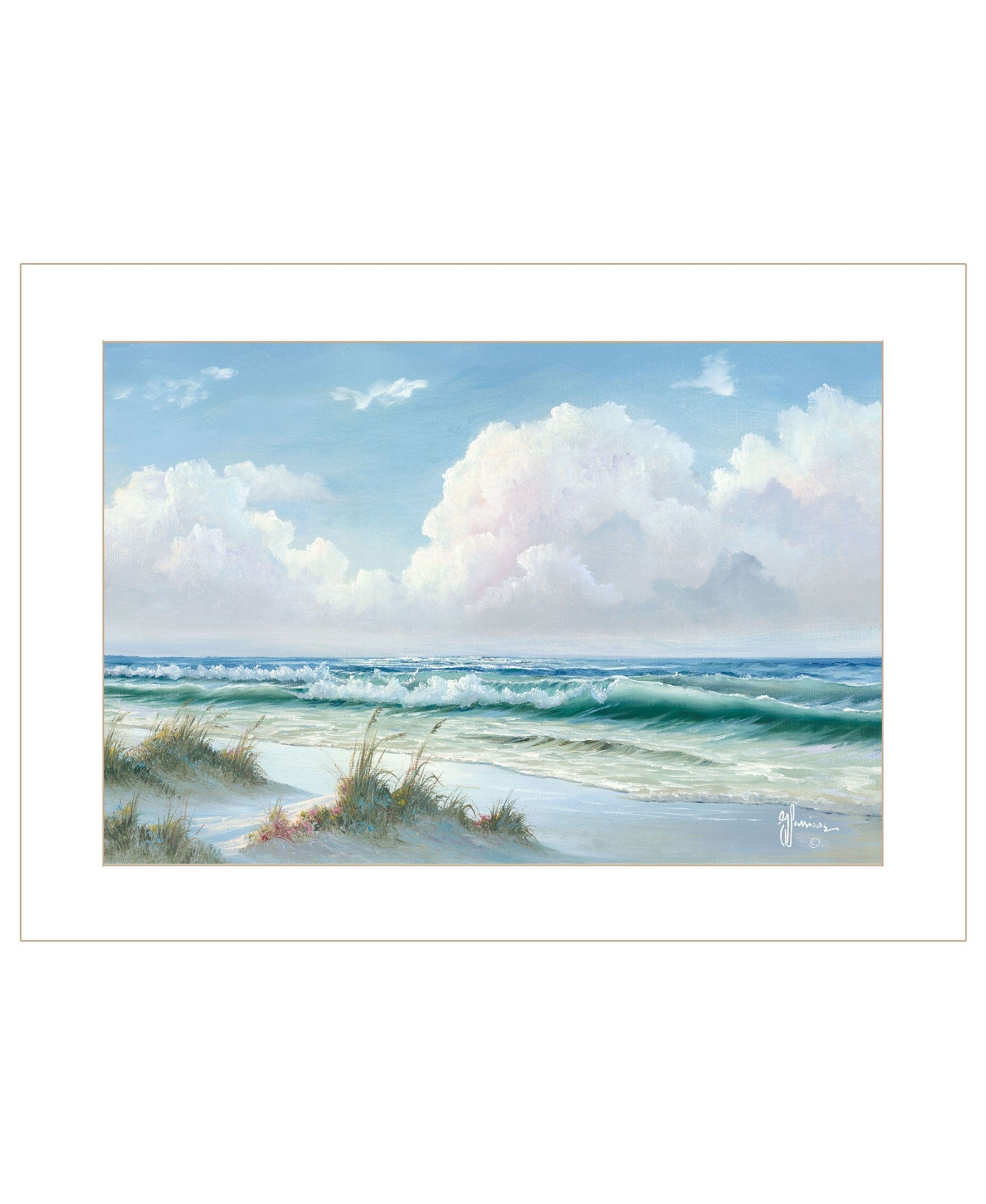 Beach 6 White Framed Print Wall Art - Homeroots