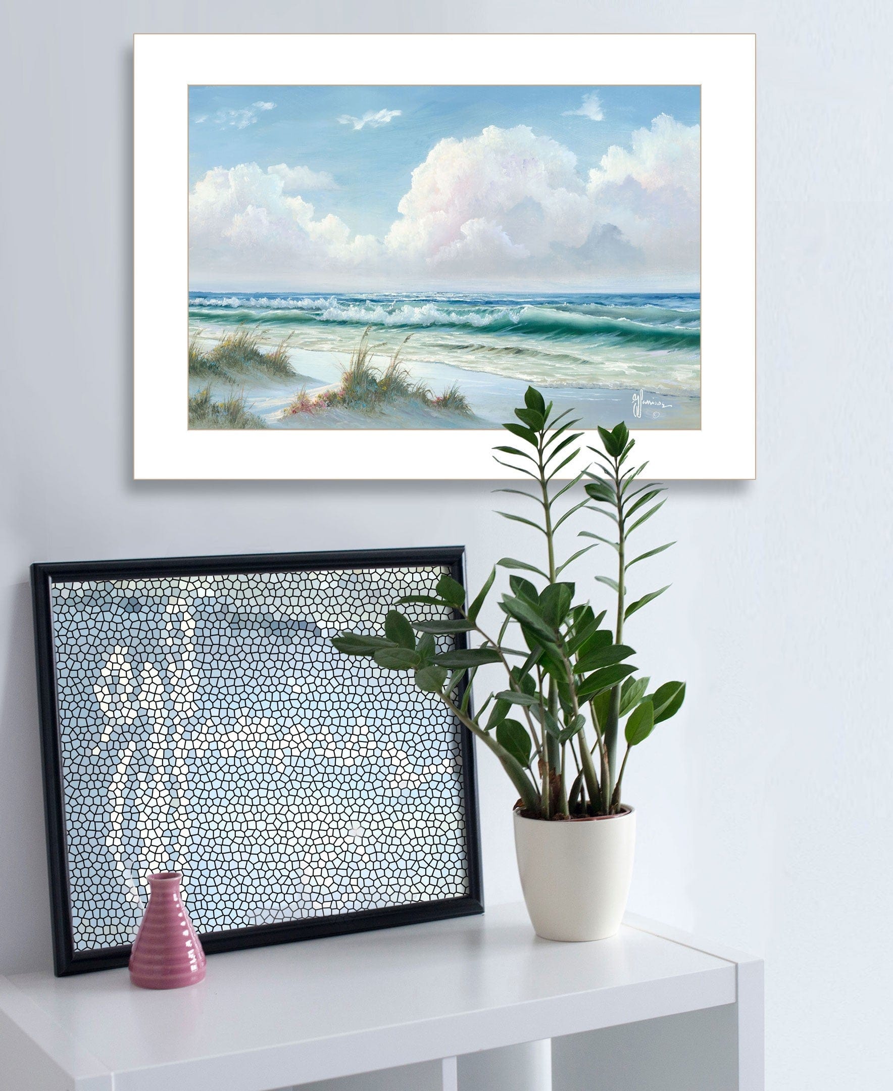 Beach 6 White Framed Print Wall Art - Homeroots