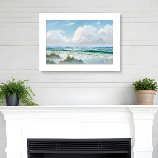 Beach 6 White Framed Print Wall Art - Homeroots