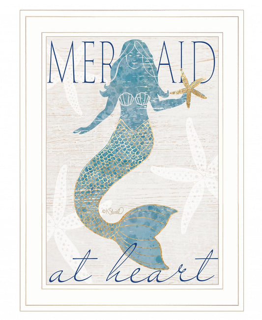 Mermaid at Heart 1 White Framed Print Wall Art - Homeroots