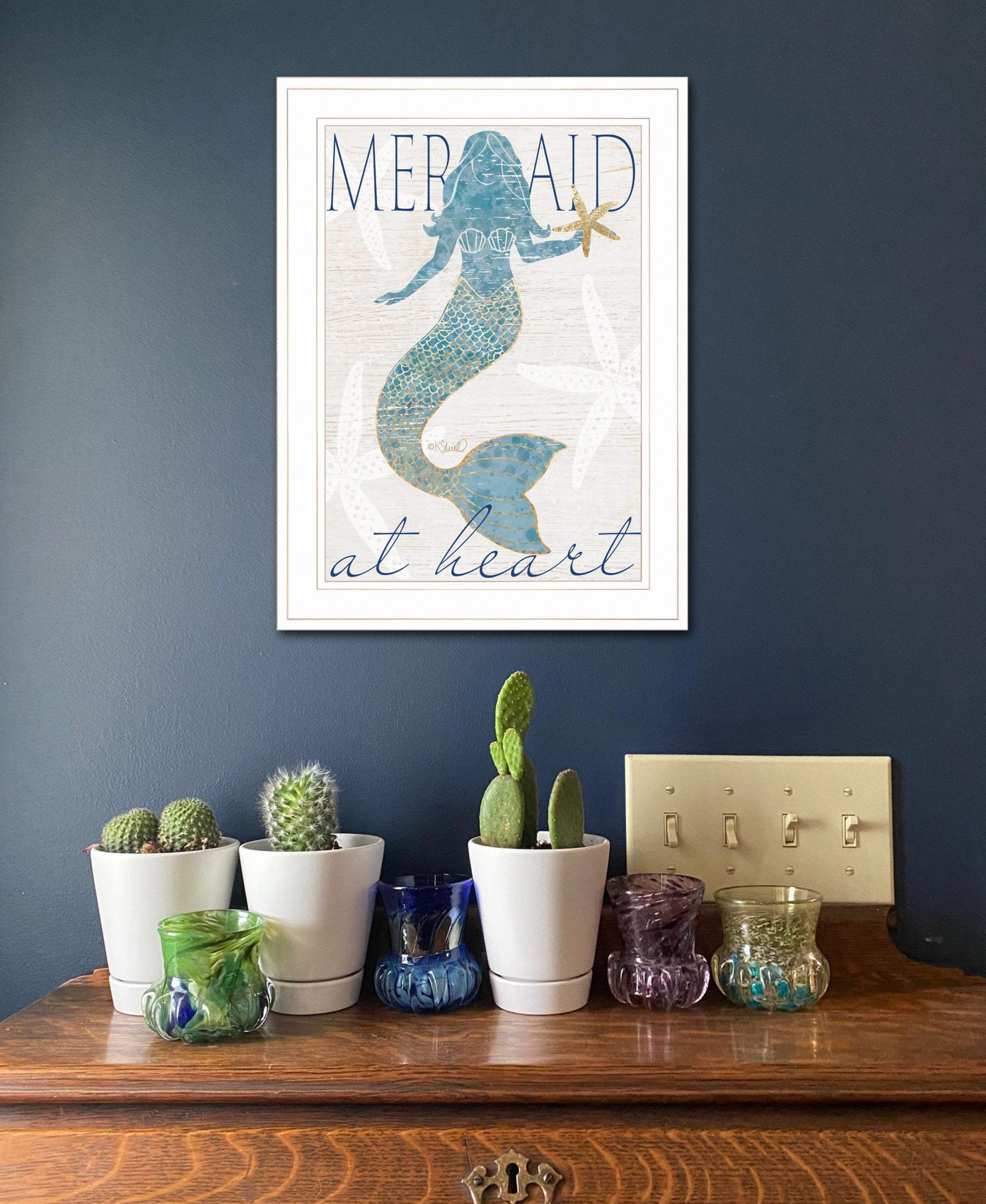 Mermaid at Heart 1 White Framed Print Wall Art - Homeroots - Flyclothing LLC