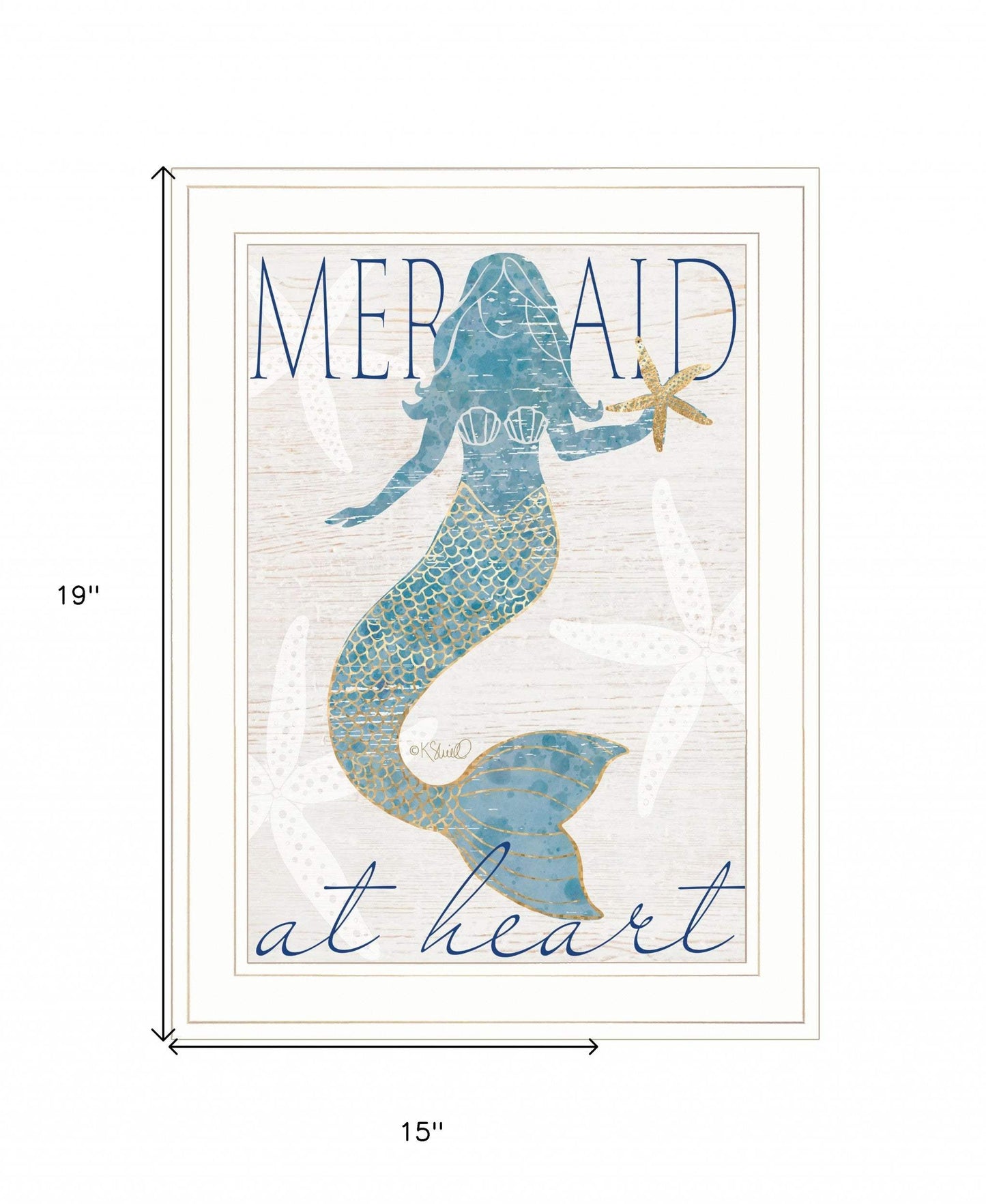 Mermaid at Heart 1 White Framed Print Wall Art - Homeroots - Flyclothing LLC