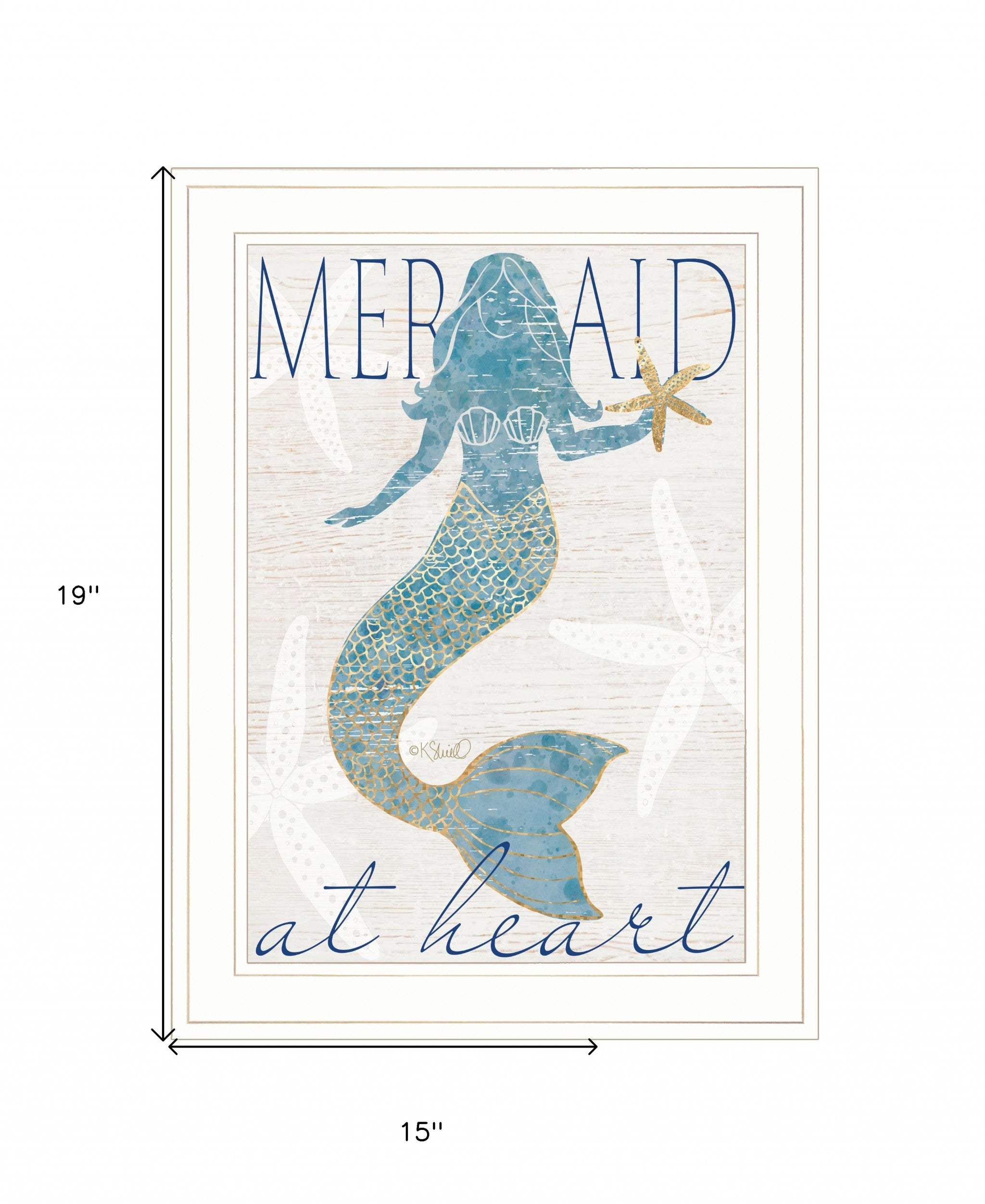 Mermaid at Heart 1 White Framed Print Wall Art - Homeroots - Flyclothing LLC