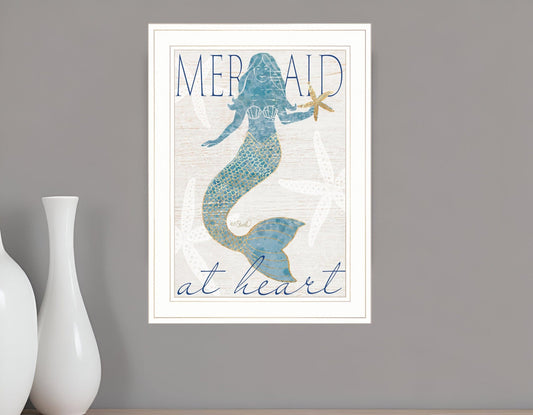Mermaid at Heart 1 White Framed Print Wall Art - Homeroots