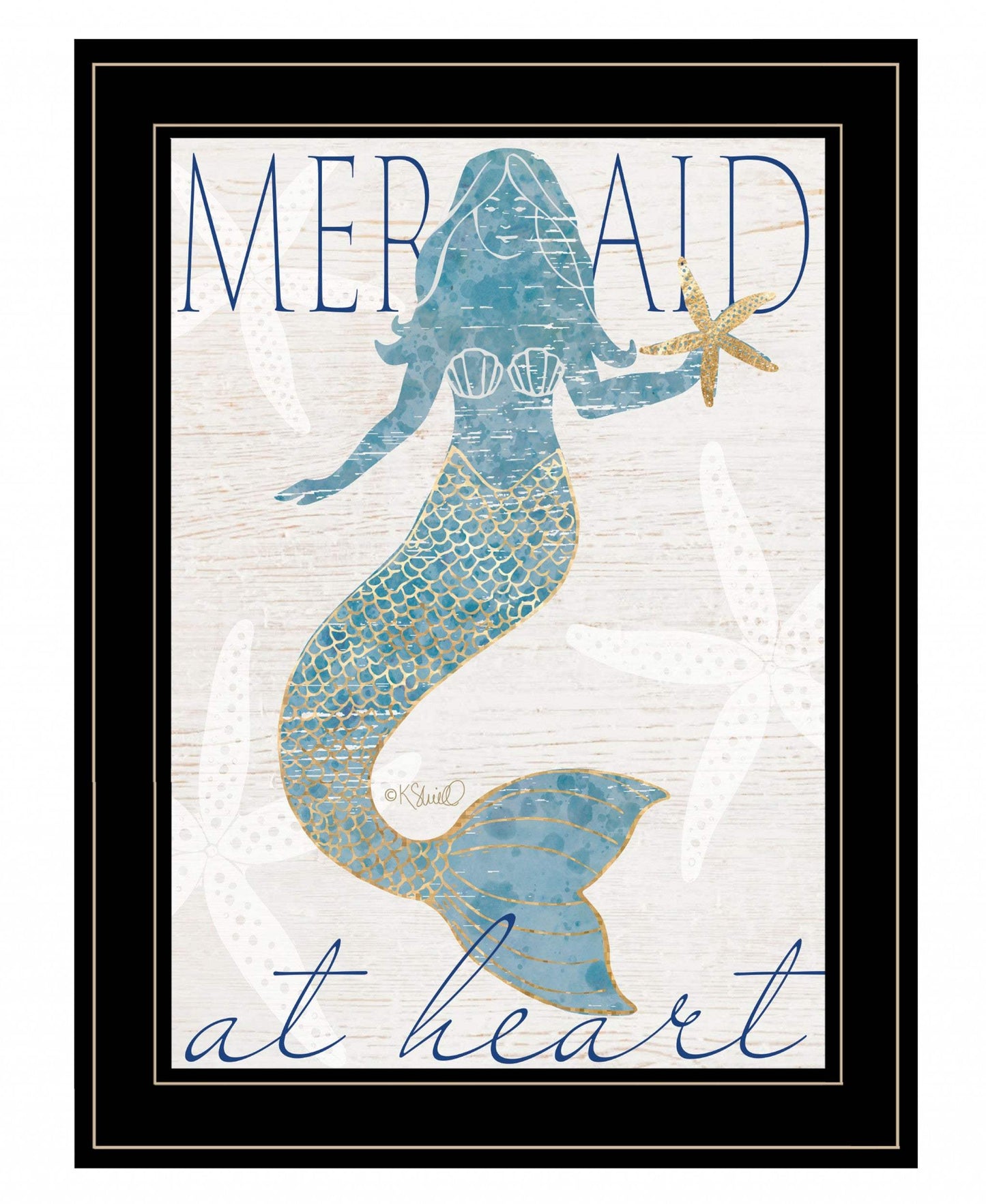 Mermaid at Heart 2 Black Framed Print Wall Art - Homeroots - Flyclothing LLC