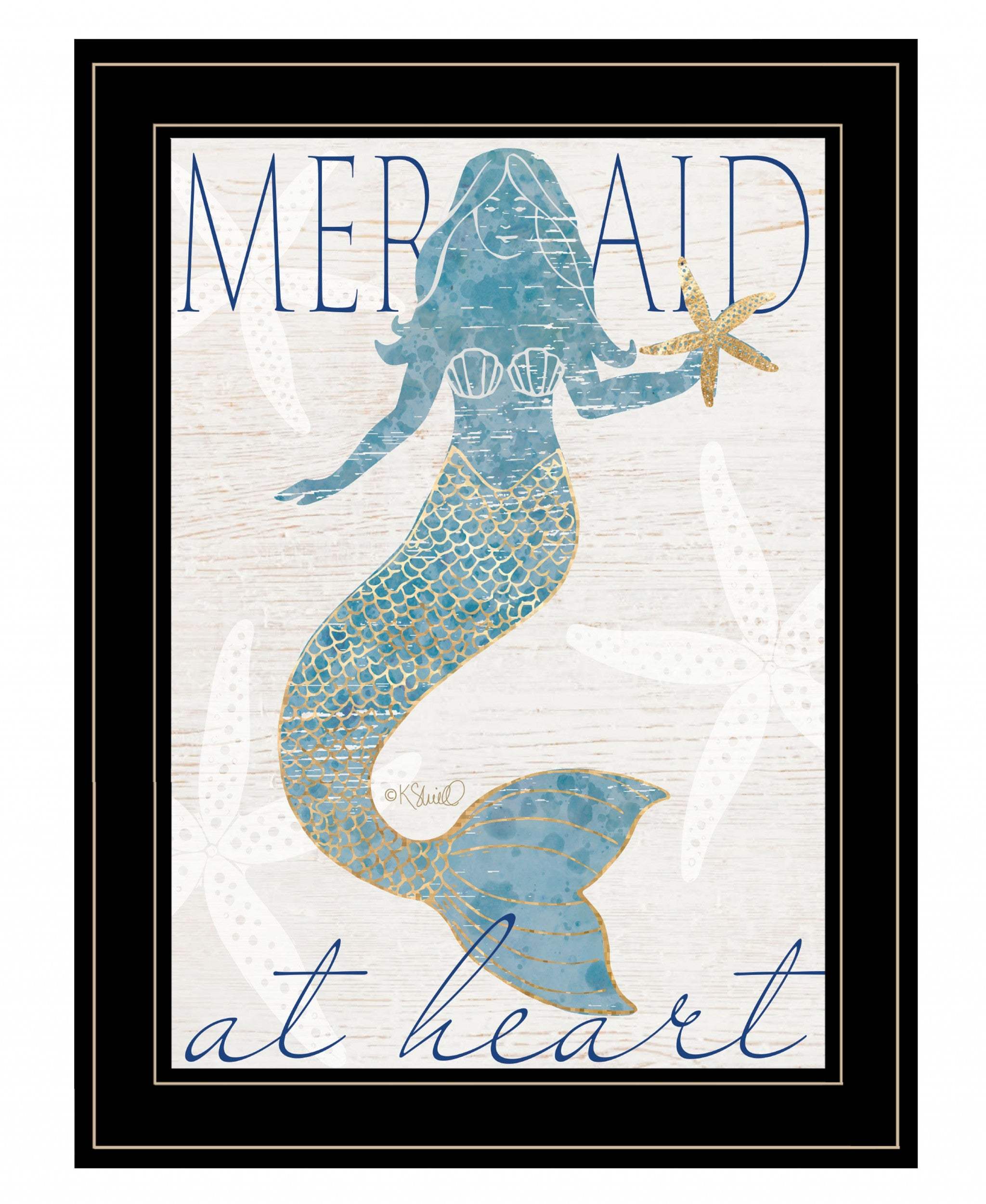 Mermaid at Heart 2 Black Framed Print Wall Art - Homeroots - Flyclothing LLC