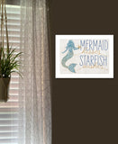 Mermaid Kisses Starfish Wishes 1 White Framed Print Wall Art - Homeroots