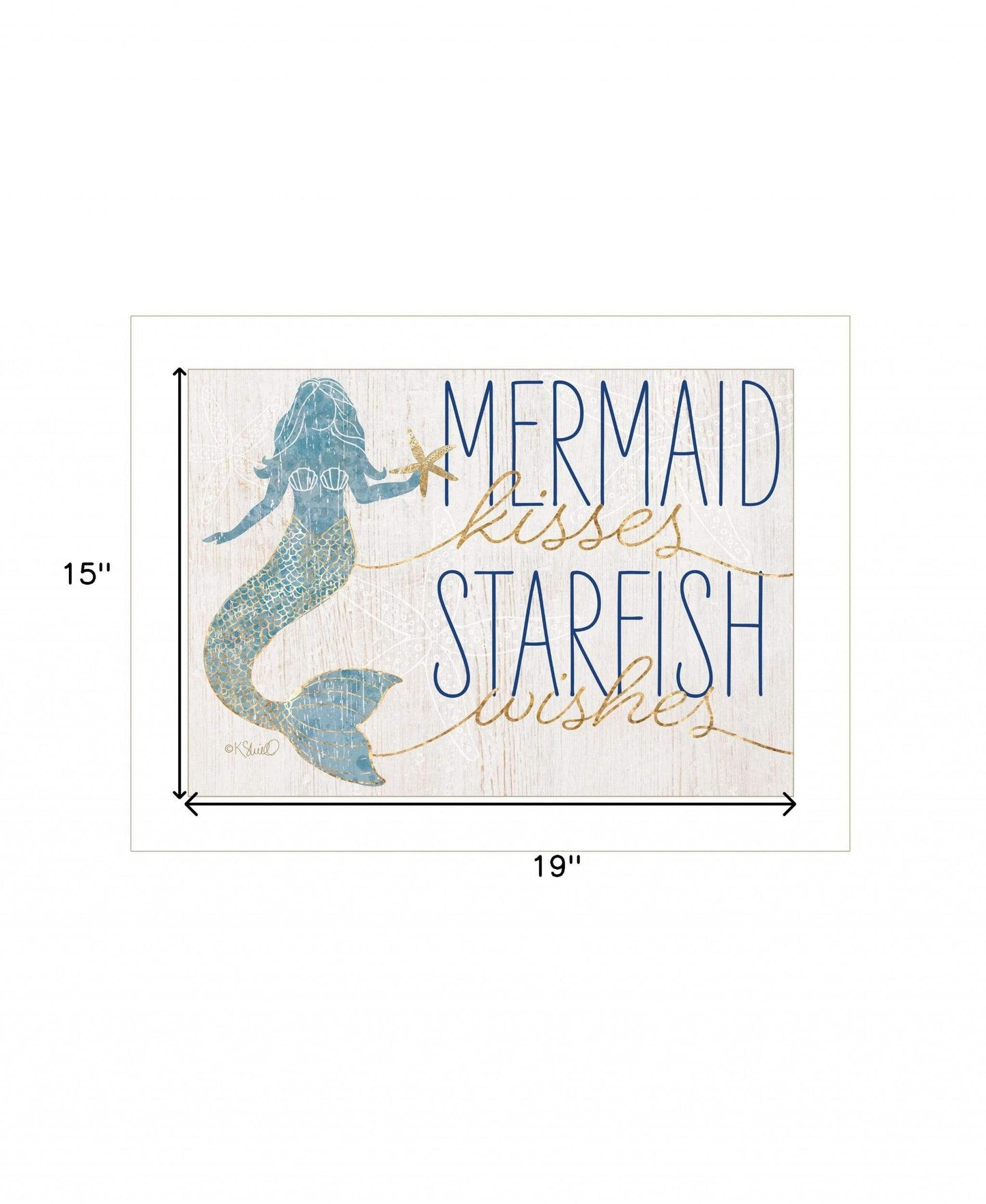 Mermaid Kisses Starfish Wishes 1 White Framed Print Wall Art - Homeroots - Flyclothing LLC