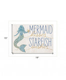 Mermaid Kisses Starfish Wishes 1 White Framed Print Wall Art - Homeroots - Flyclothing LLC