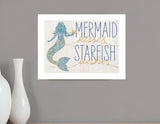 Mermaid Kisses Starfish Wishes 1 White Framed Print Wall Art - Homeroots