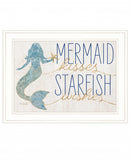 Mermaid Kisses Starfish Wishes 2 White Framed Print Wall Art - Homeroots
