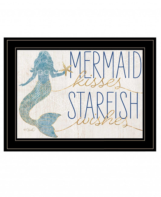 Mermaid Kisses Starfish Wishes 3 Black Framed Print Wall Art - Homeroots - Flyclothing LLC