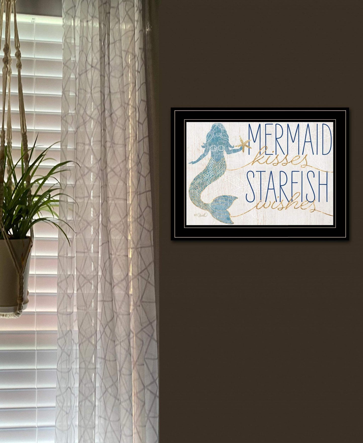 Mermaid Kisses Starfish Wishes 3 Black Framed Print Wall Art - Homeroots - Flyclothing LLC