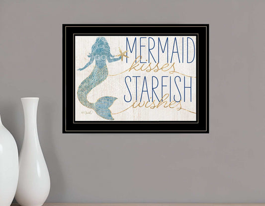Mermaid Kisses Starfish Wishes 3 Black Framed Print Wall Art - Homeroots - Flyclothing LLC
