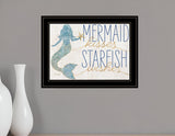 Mermaid Kisses Starfish Wishes 3 Black Framed Print Wall Art - Homeroots