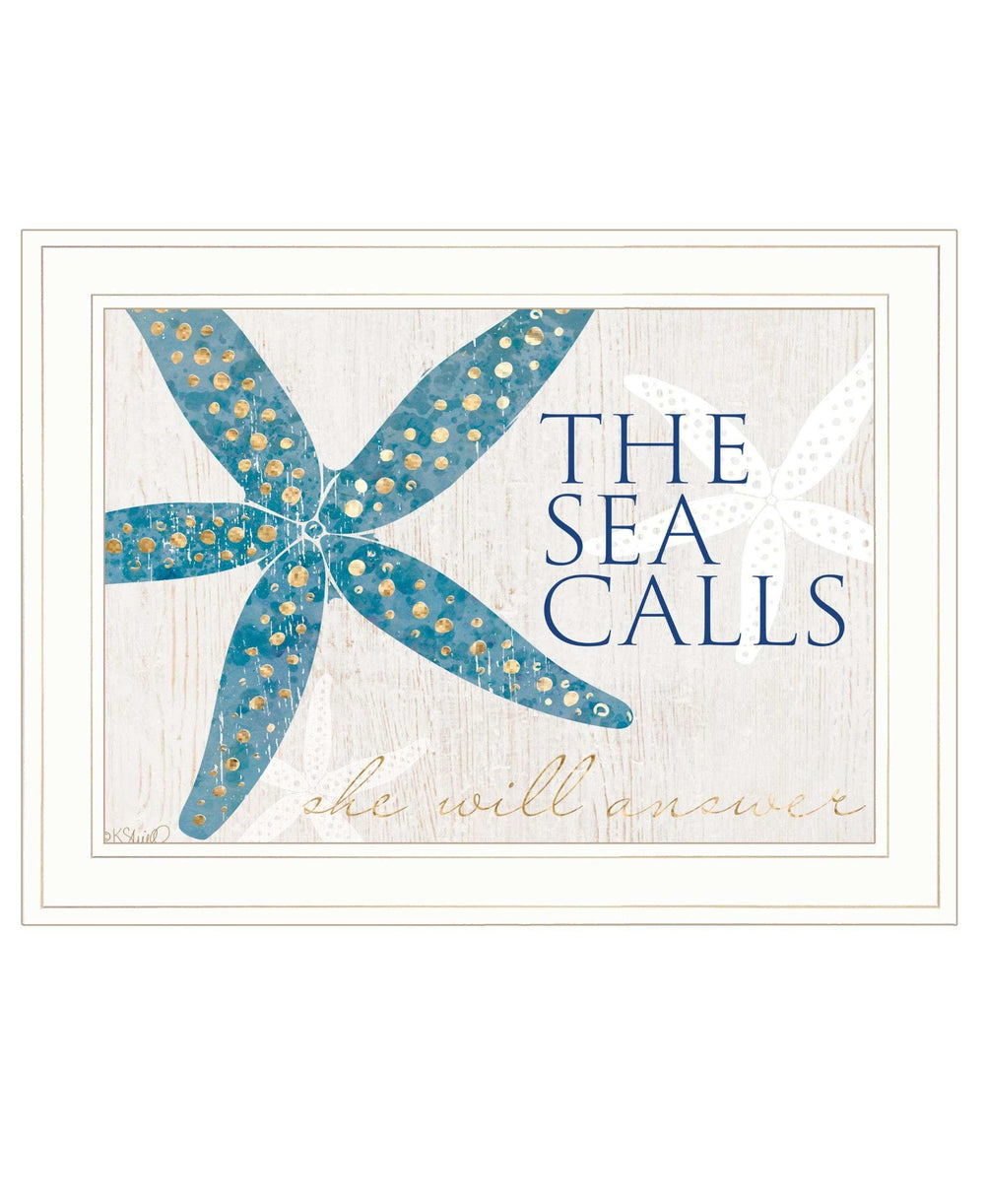 The Sea Calls 2 White Framed Print Wall Art - Homeroots - Flyclothing LLC
