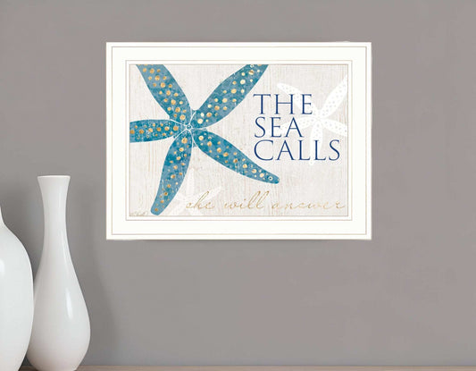 The Sea Calls 2 White Framed Print Wall Art - Homeroots - Flyclothing LLC