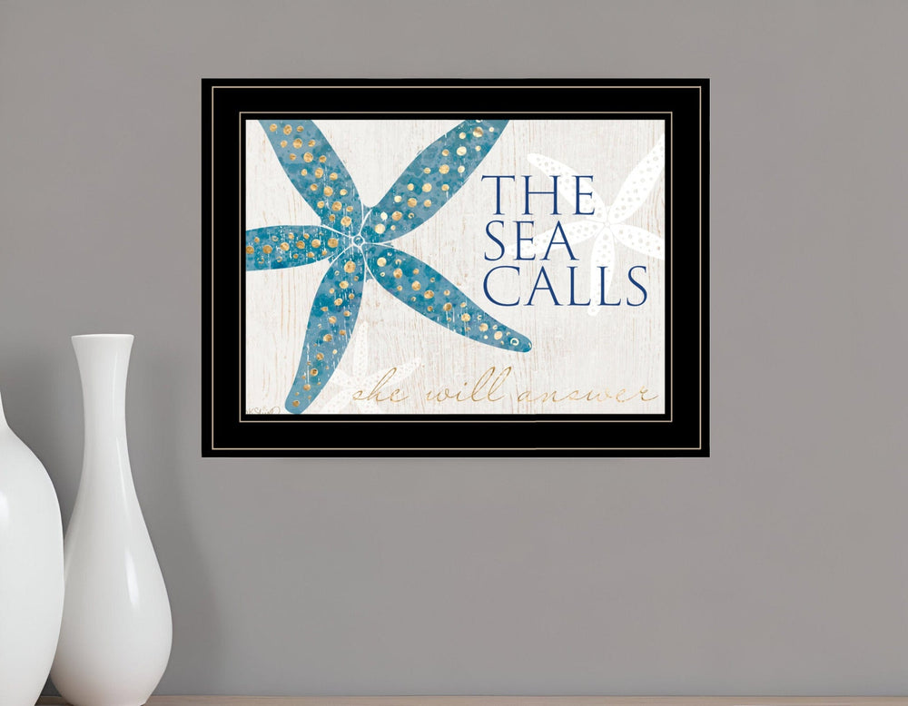 The Sea Calls 3 Black Framed Print Wall Art - Homeroots