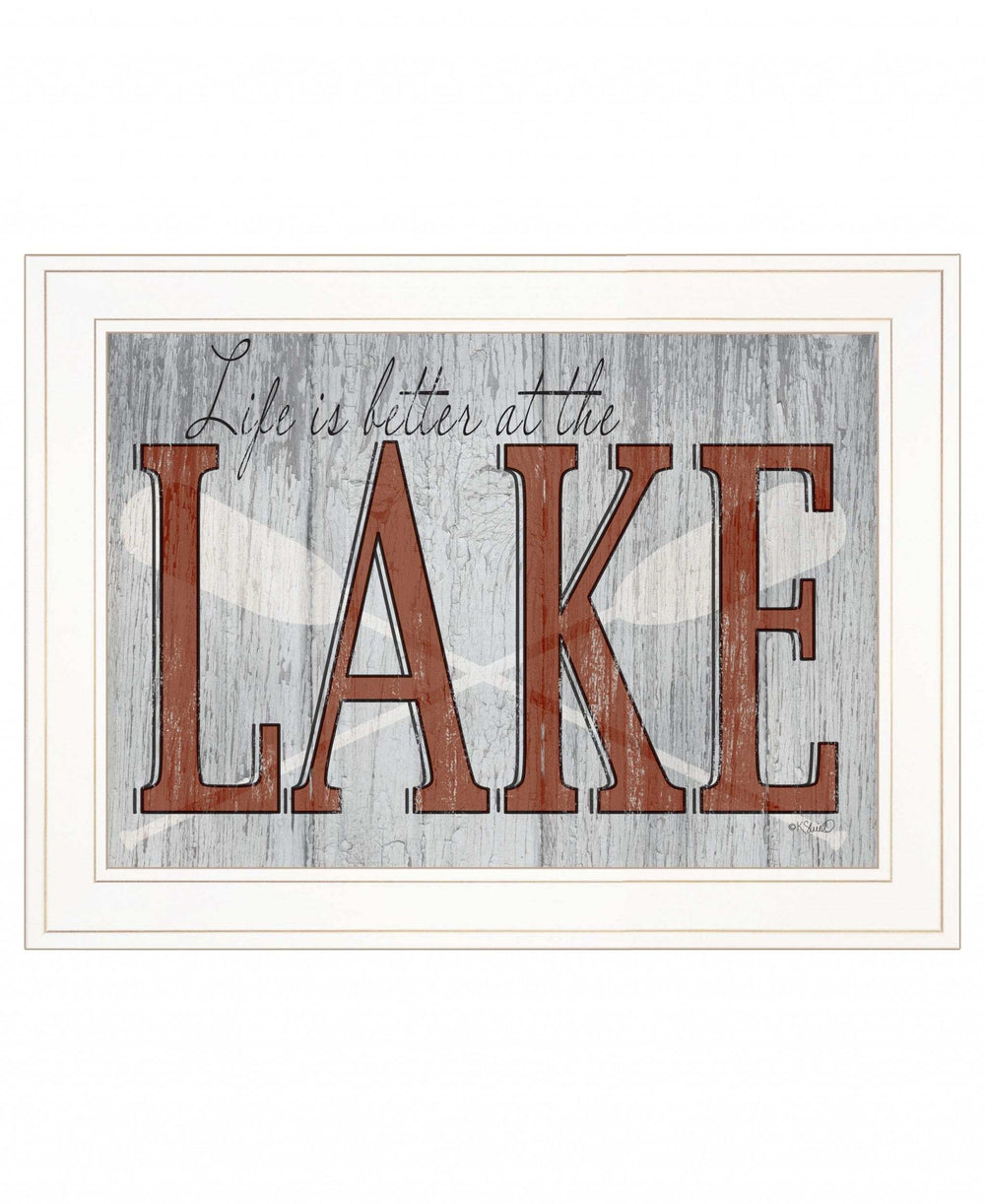Life is Better at the Lake 1 White Framed Print Wall Art - Homeroots - Flyclothing LLC