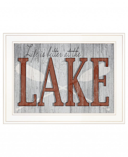Life is Better at the Lake 1 White Framed Print Wall Art - Homeroots