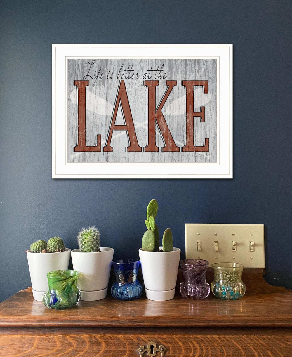 Life is Better at the Lake 1 White Framed Print Wall Art - Homeroots - Flyclothing LLC