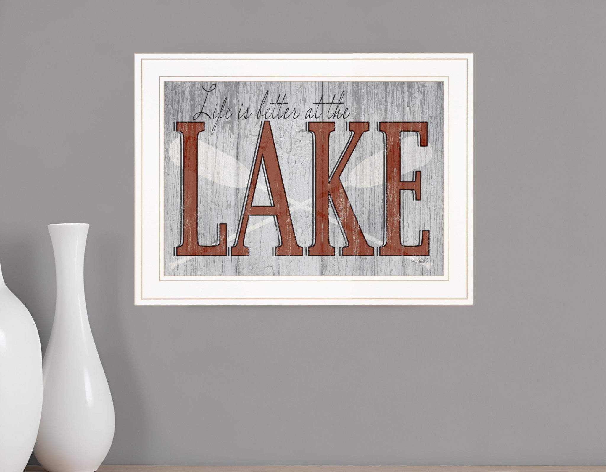Life is Better at the Lake 1 White Framed Print Wall Art - Homeroots - Flyclothing LLC