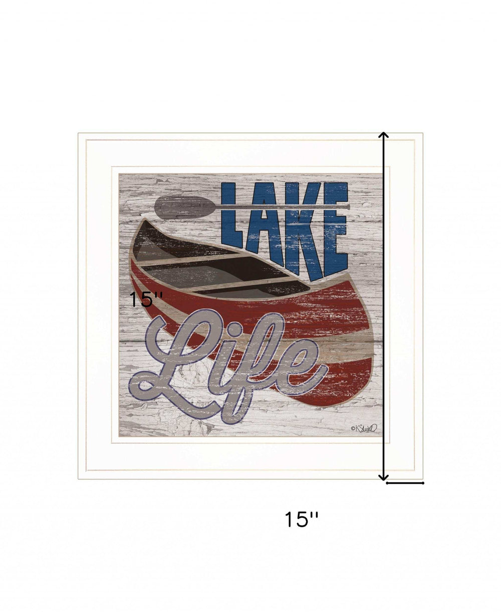 Lake Life Canoe 2 White Framed Print Wall Art - Homeroots - Flyclothing LLC