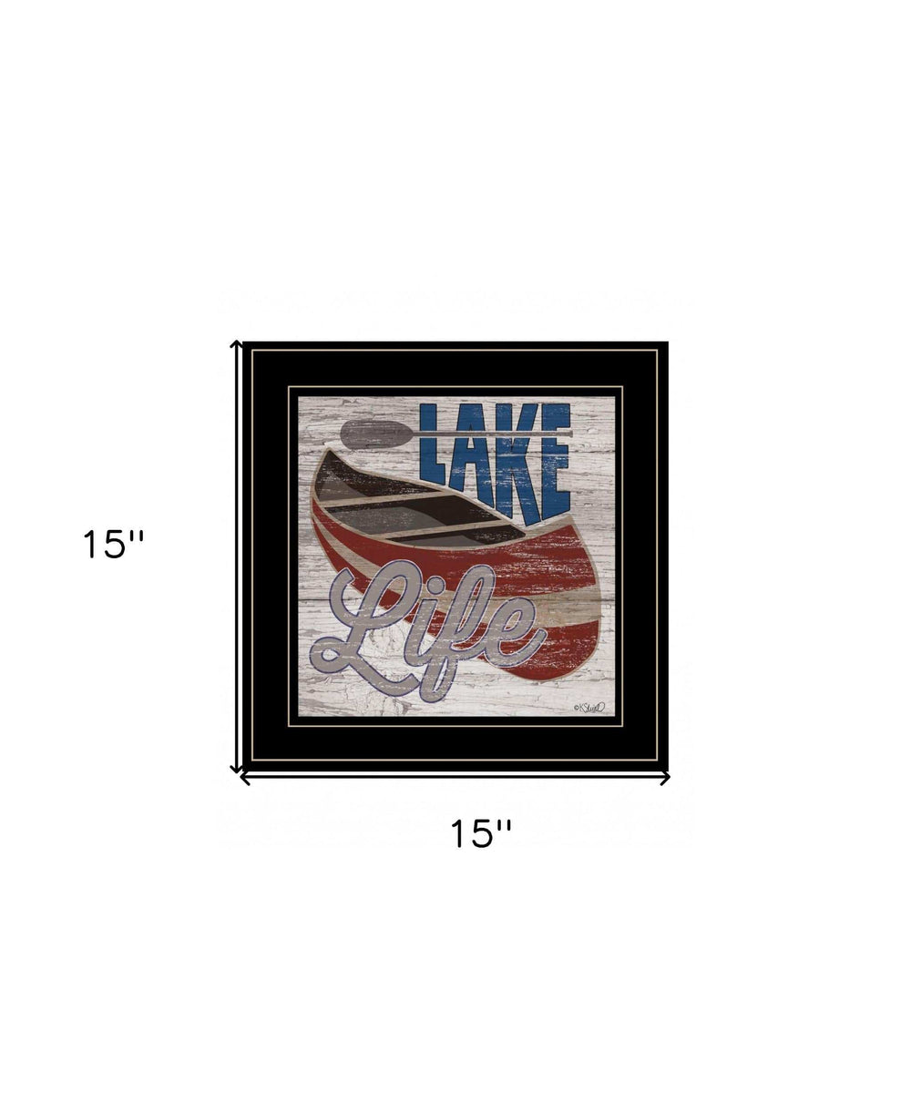 Lake Life Canoe 3 Black Framed Print Wall Art - Homeroots - Flyclothing LLC