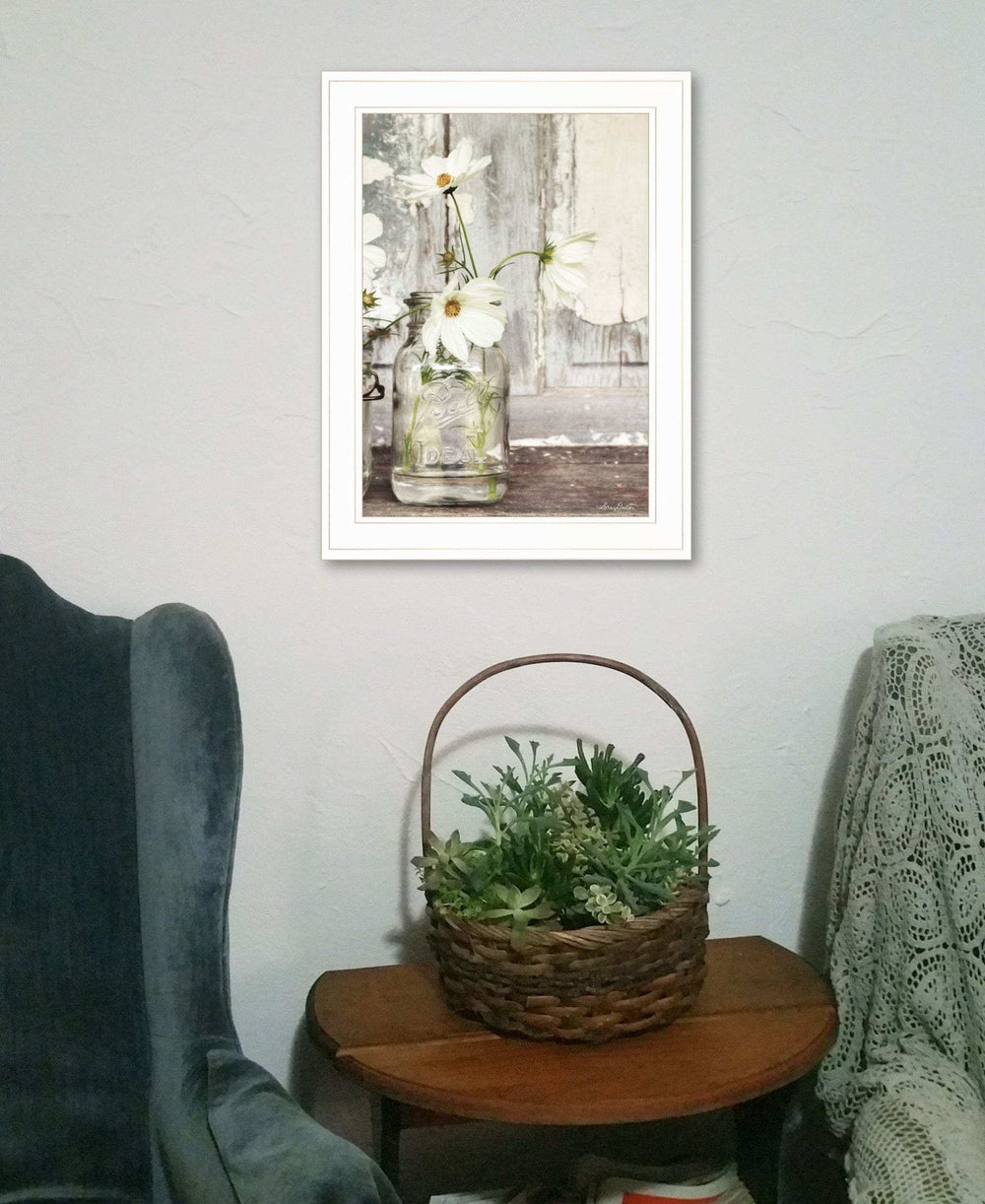 White Blossoms 1 White Framed Print Wall Art - Homeroots - Flyclothing LLC