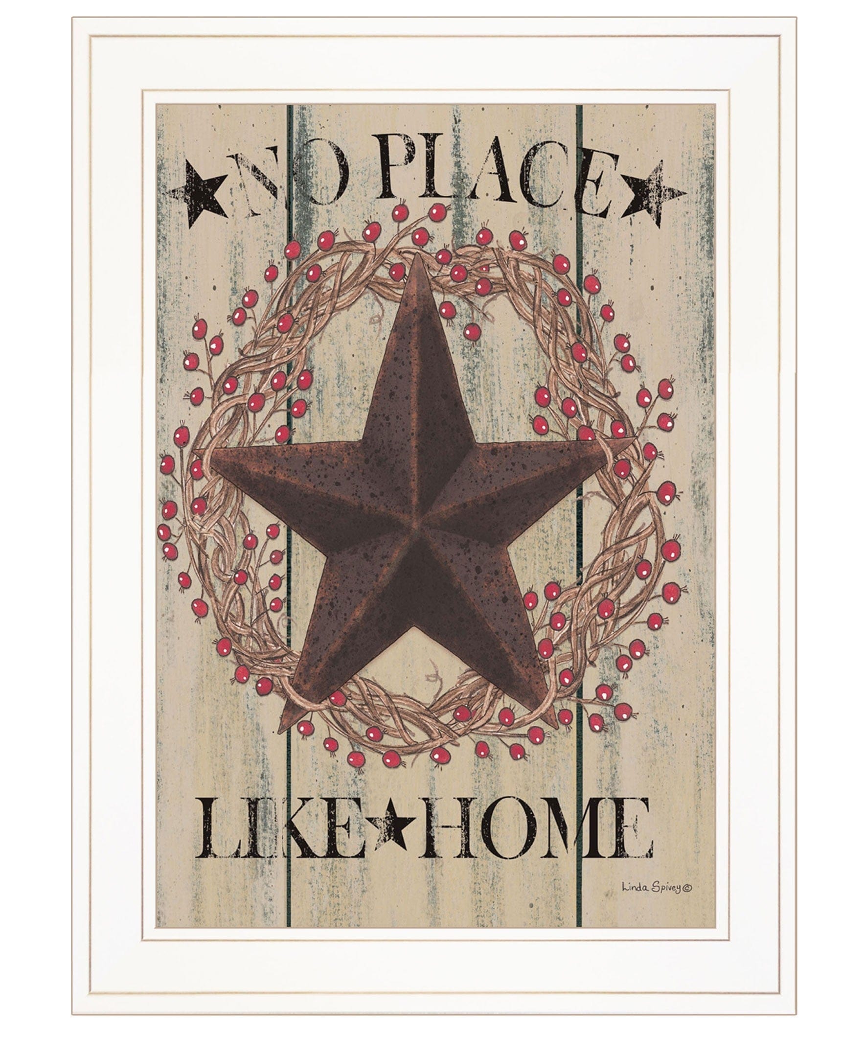 No Place Like Home Wreath 1 White Framed Print Wall Art - Homeroots