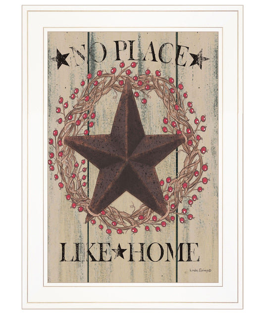 No Place Like Home Wreath 1 White Framed Print Wall Art - Homeroots