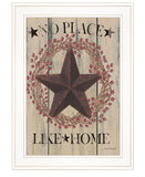 No Place Like Home Wreath 1 White Framed Print Wall Art - Homeroots