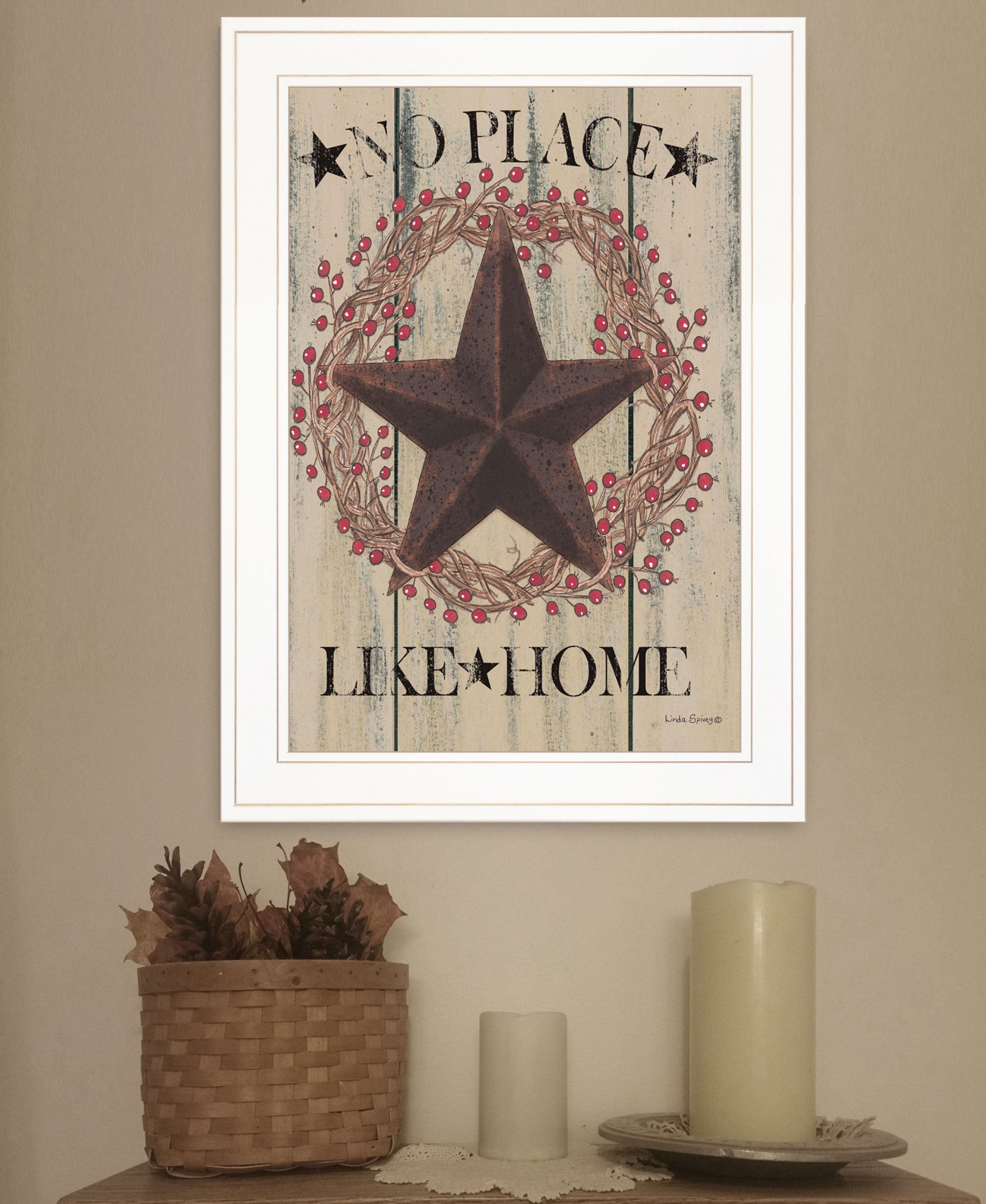 No Place Like Home Wreath 1 White Framed Print Wall Art - Homeroots