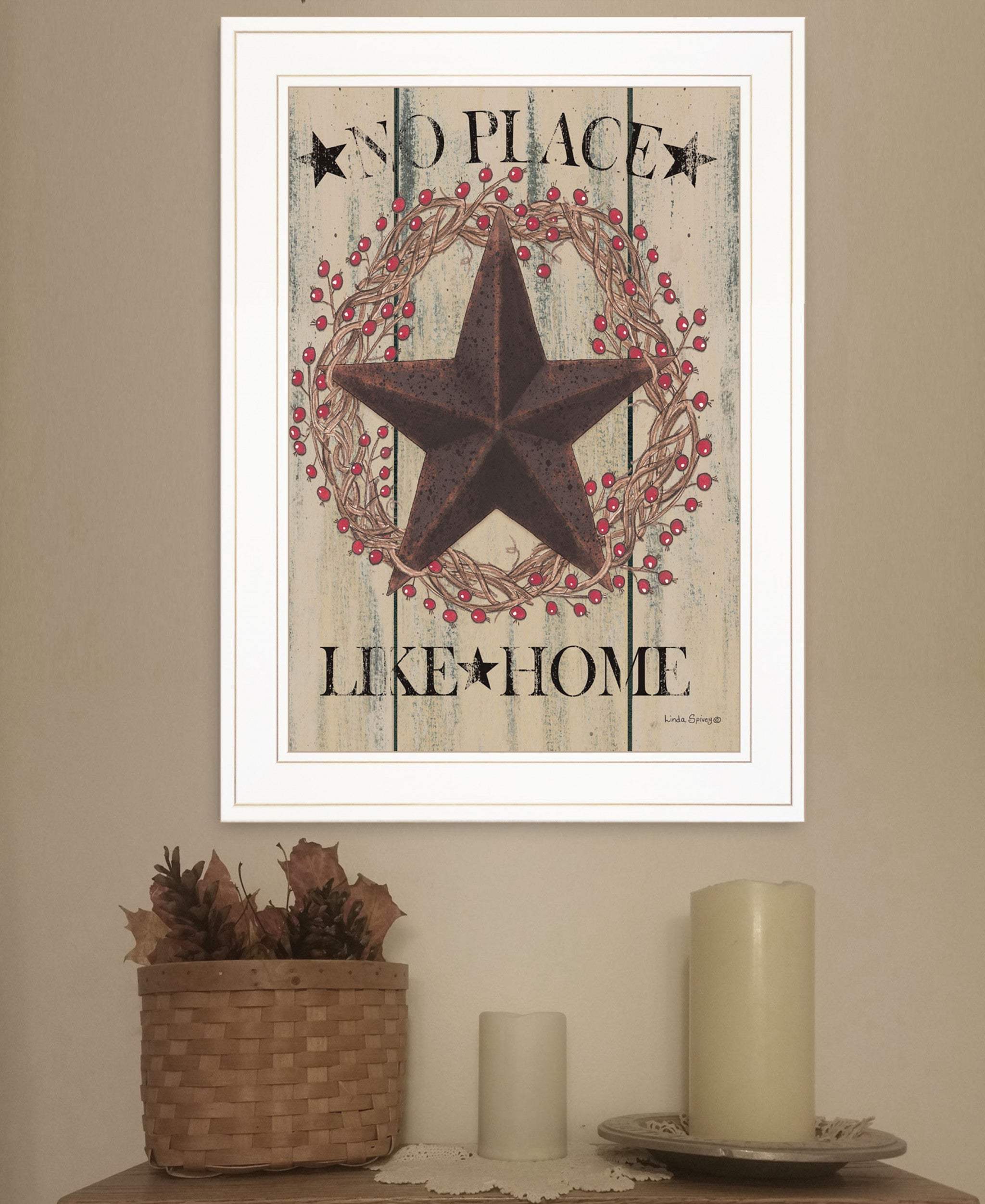 No Place Like Home Wreath 1 White Framed Print Wall Art - Homeroots - Flyclothing LLC