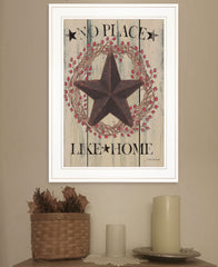 No Place Like Home Wreath 1 White Framed Print Wall Art - Homeroots