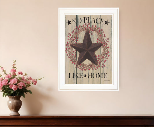 No Place Like Home Wreath 1 White Framed Print Wall Art - Homeroots