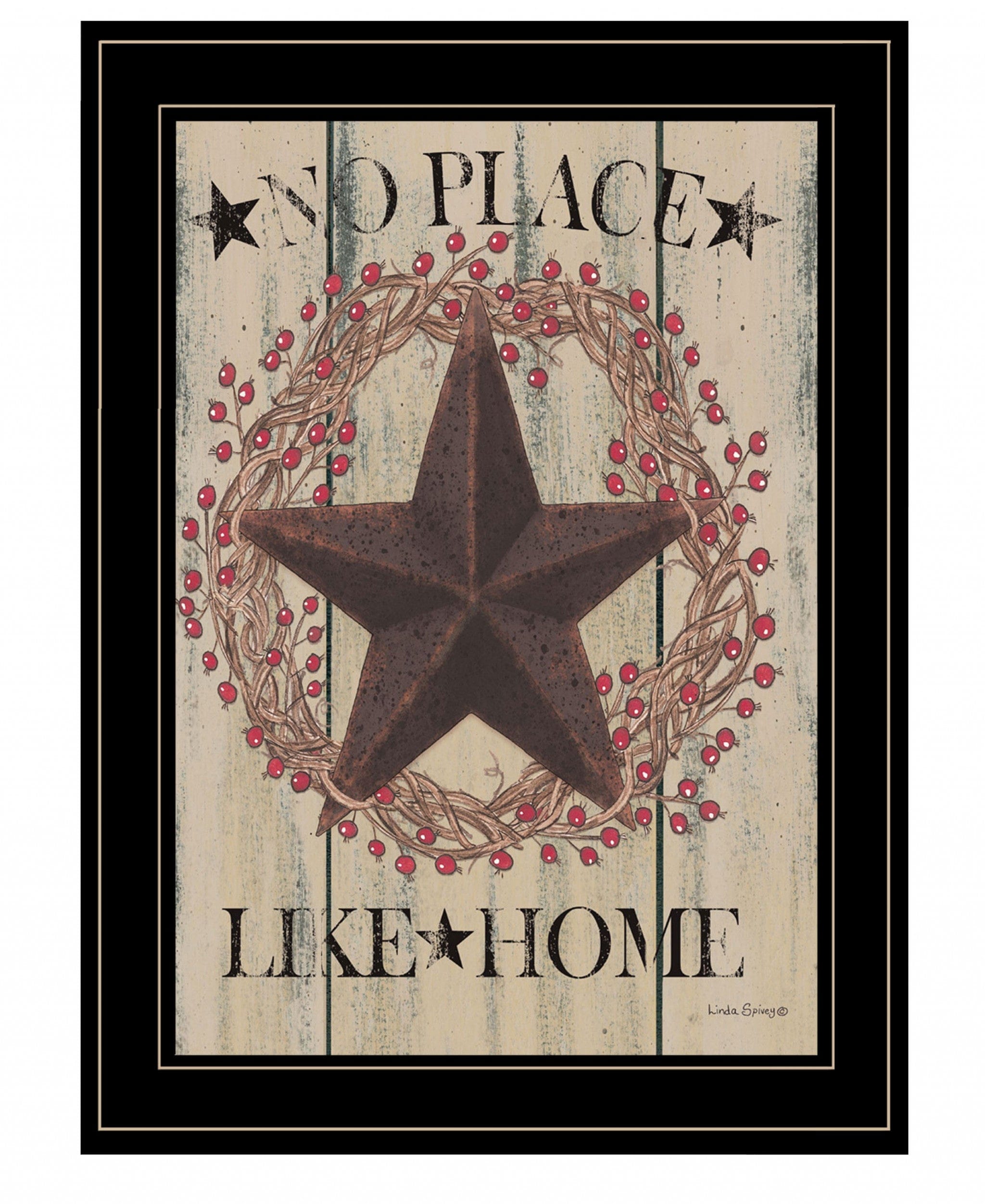 No Place Like Home Wreath 2 Black Framed Print Wall Art - Homeroots