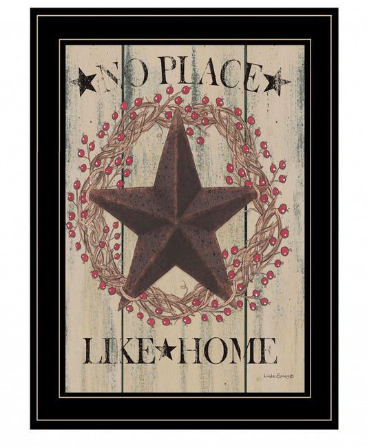 No Place Like Home Wreath 2 Black Framed Print Wall Art - Homeroots