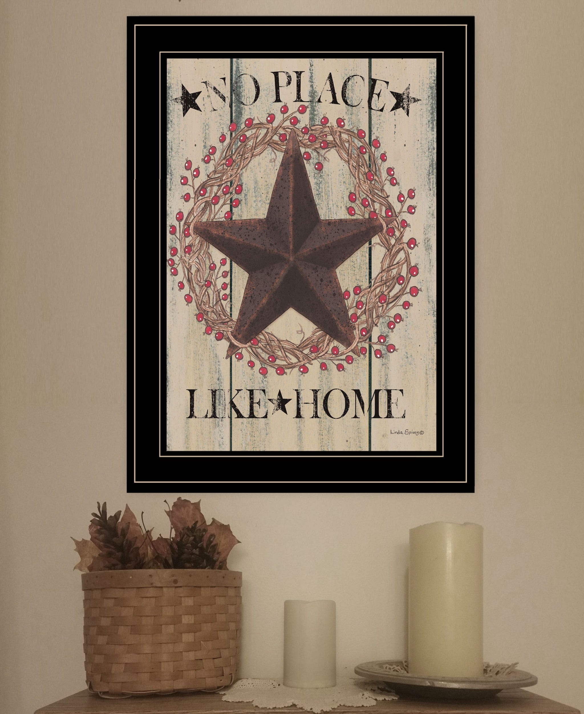 No Place Like Home Wreath 2 Black Framed Print Wall Art - Homeroots