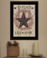 No Place Like Home Wreath 2 Black Framed Print Wall Art - Homeroots