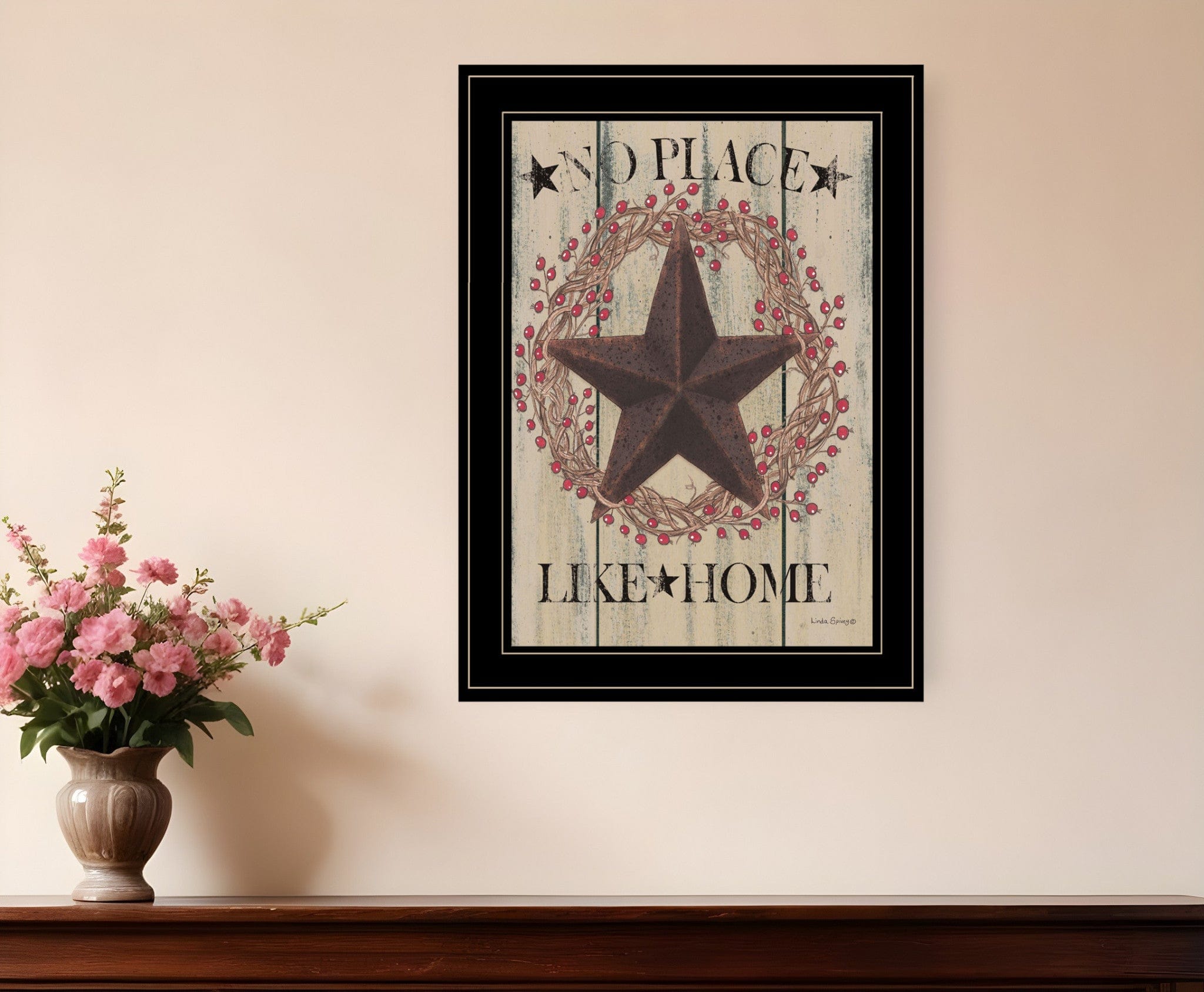 No Place Like Home Wreath 2 Black Framed Print Wall Art - Homeroots
