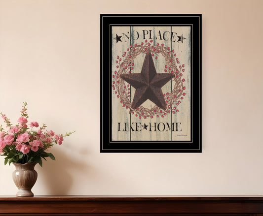 No Place Like Home Wreath 2 Black Framed Print Wall Art - Homeroots