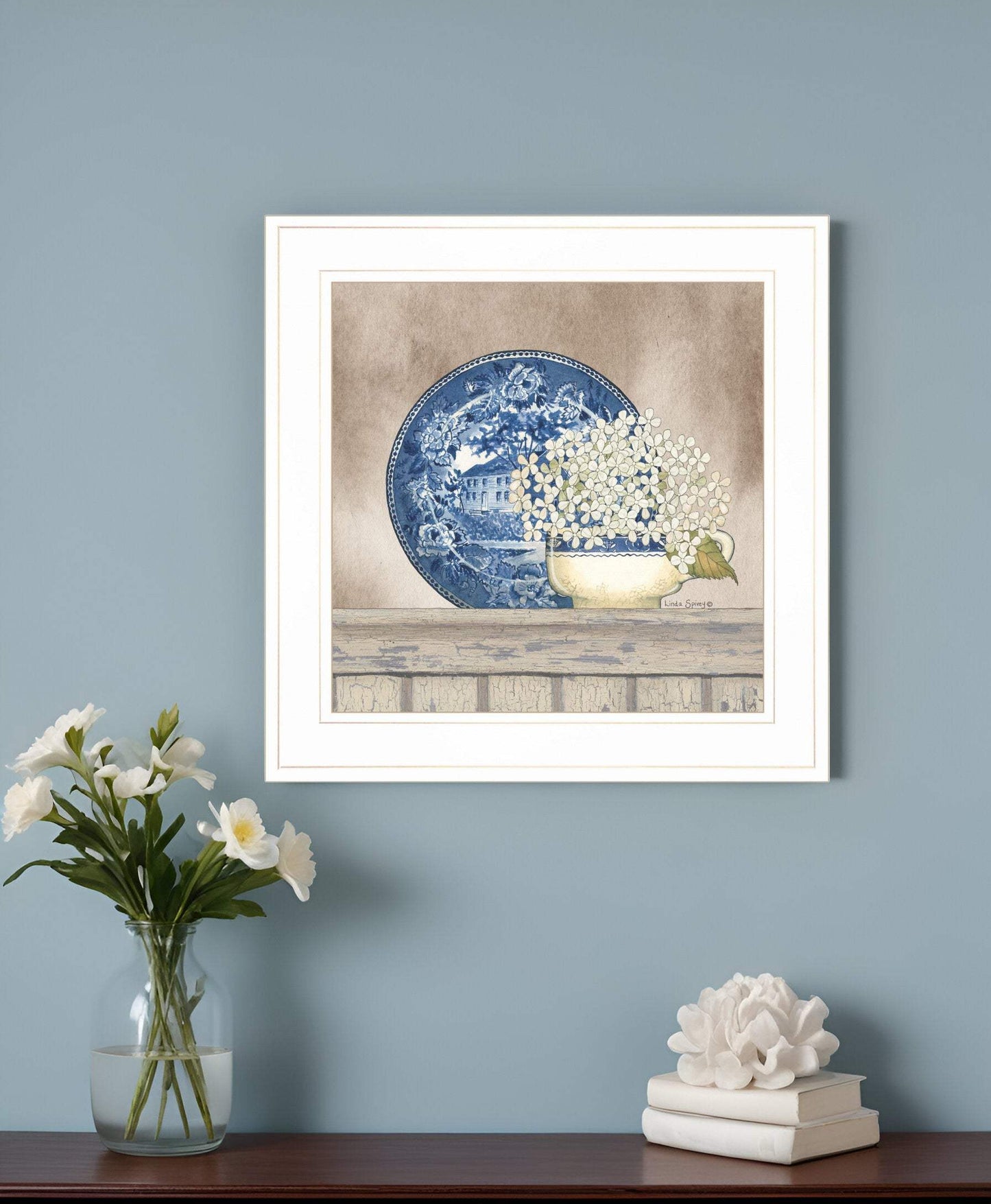 Farmhouse Blues I 3 White Framed Print Wall Art - Homeroots - Flyclothing LLC