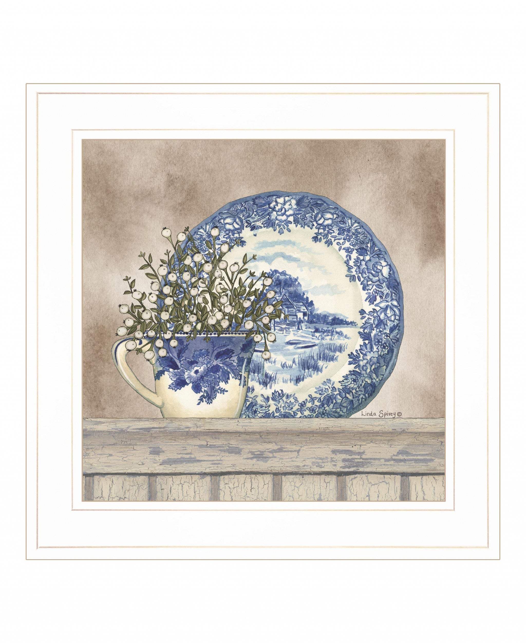 Farmhouse Blues II 2 White Framed Print Wall Art - Homeroots - Flyclothing LLC
