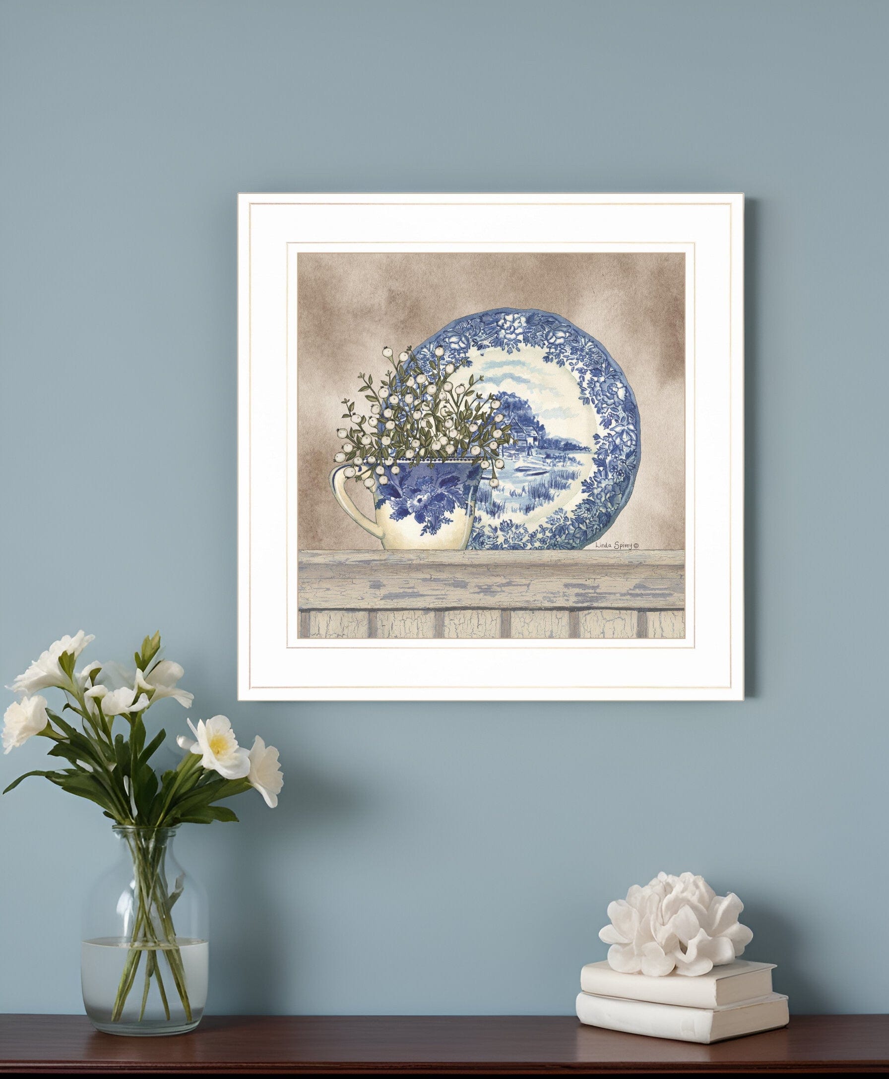 Farmhouse Blues II 2 White Framed Print Wall Art - Homeroots