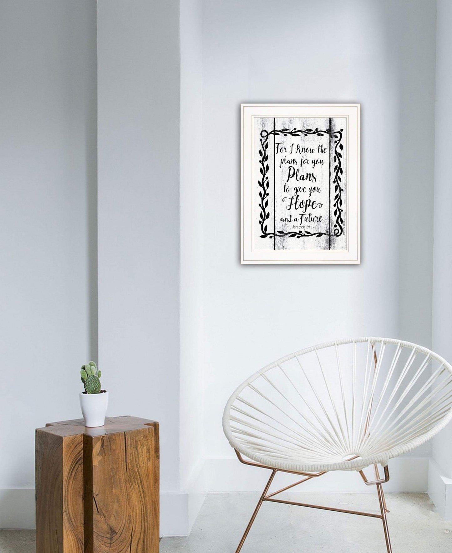 Plans to Give You Hope 1 White Framed Print Wall Art - Homeroots - Flyclothing LLC
